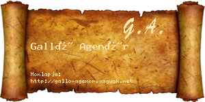 Galló Agenór névjegykártya